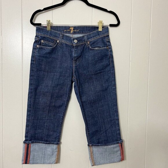 7 FOR ALL MANKIND Womens Cropped Skinny  Rolled Up Jeans Size 26 (27x18) - Picture 1 of 8